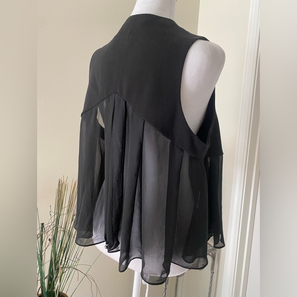 BCBGeneration Black Ladies vest with chiffon detail - Picture 8 of 11